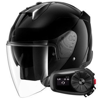 Casque Jet Shark Skwal i3 Jet Blank BLK + Kit Bluetooth 5S Solo Casque Jet Shark Skwal i3 Jet Blank BLK + Kit Bluetooth 5S Solo