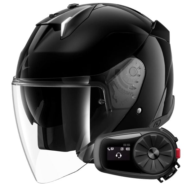 Casque Jet Shark Skwal i3 Jet Blank BLK + Kit Bluetooth 5S Solo