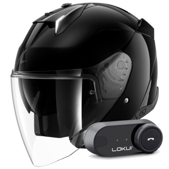 Casque Jet Shark Skwal i3 Jet Blank BLK + Kit Bluetooth Lokui K30