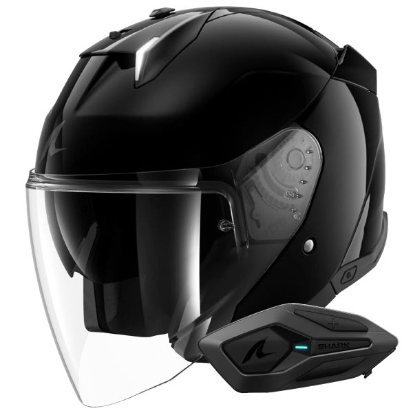 Casque Jet Shark Skwal i3 Jet Blank BLK + Kit Bluetooth Sena for Shark