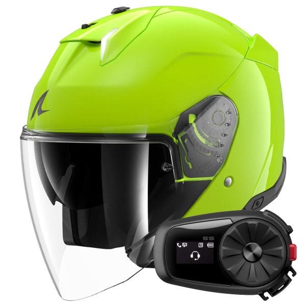 Casque Jet Shark Skwal i3 Jet Blank G03 + Kit Bluetooth 5S Solo