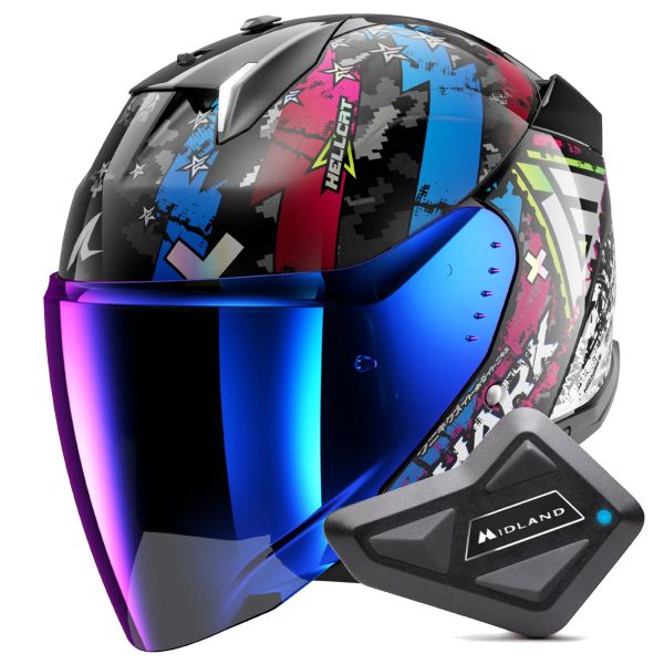 Casque Jet Shark Skwal i3 Jet Hellcat KUB + Kit Bluetooth BT Mini