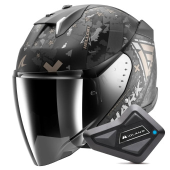 Casque Jet Shark Skwal i3 Jet Hellcat Mat KUA + Kit Bluetooth BT Mini Casque Jet Shark Skwal i3 Jet Hellcat Mat KUA + Kit Bluetooth BT Mini