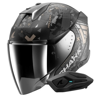 Casque Jet Shark Skwal i3 Jet Hellcat Mat KUA + Kit Bluetooth Sena for Shark