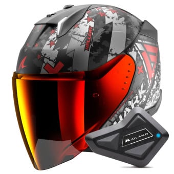 Casque Jet Shark Skwal i3 Jet Hellcat Mat KUR + Kit Bluetooth BT Mini Casque Jet Shark Skwal i3 Jet Hellcat Mat KUR + Kit Bluetooth BT Mini