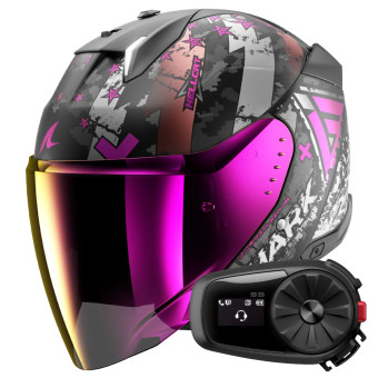 Casque Jet Shark Skwal i3 Jet Hellcat Mat KUV + Kit Bluetooth 5S Solo