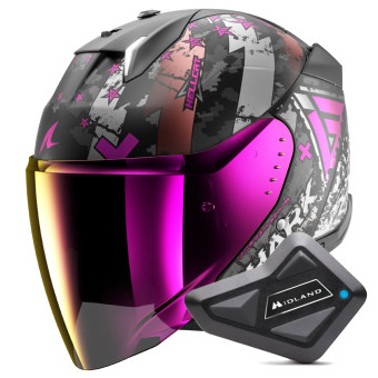 Casque Jet Shark Skwal i3 Jet Hellcat Mat KUV + Kit Bluetooth BT Mini Casque Jet Shark Skwal i3 Jet Hellcat Mat KUV + Kit Bluetooth BT Mini
