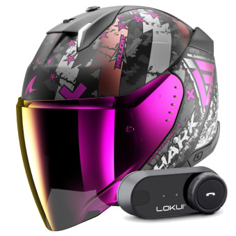 Casque Jet Shark Skwal i3 Jet Hellcat Mat KUV + Kit Bluetooth Lokui K30 Casque Jet Shark Skwal i3 Jet Hellcat Mat KUV + Kit Bluetooth Lokui K30