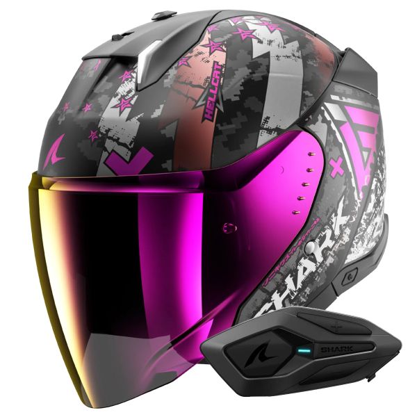 Casque Jet Shark Skwal i3 Jet Hellcat Mat KUV + Kit Bluetooth Sena for Shark