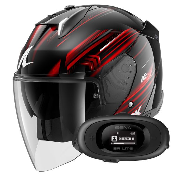 Casque Jet Shark Skwal i3 Jet Light-Blur KRW + Kit bluetooth 5R Lite Solo