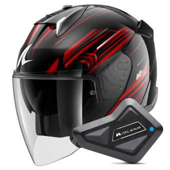 Casque Jet Shark Skwal i3 Jet Light-Blur KRW + Kit Bluetooth BT Mini Single