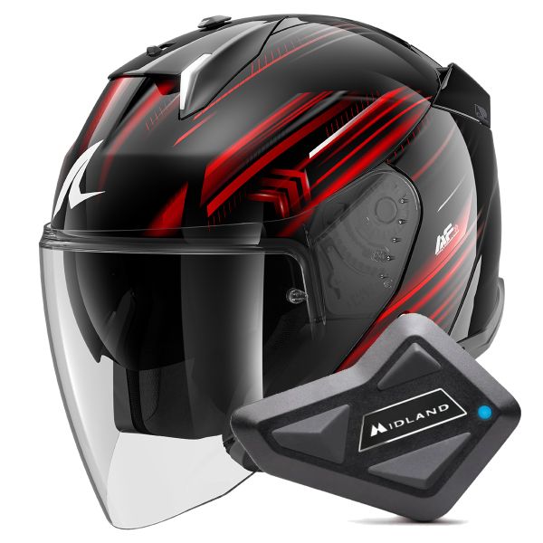 Casque Jet Shark Skwal i3 Jet Light-Blur KRW + Kit Bluetooth BT Mini Single