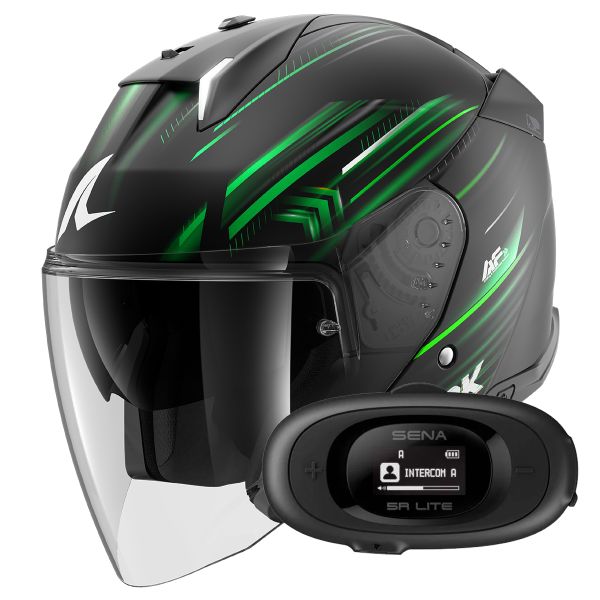Casque Jet Shark Skwal i3 Jet Light-Blur Mat KGW + Kit bluetooth 5R Lite Solo