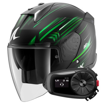 Casque Jet Shark Skwal i3 Jet Light-Blur Mat KGW + Kit Bluetooth 5S Solo
