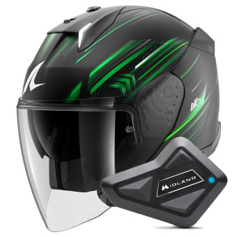 Casque Jet Shark Skwal i3 Jet Light-Blur Mat KGW + Kit Bluetooth BT Mini Single