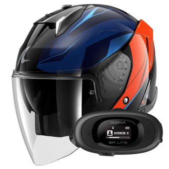 Casque Jet Shark Skwal i3 Jet Mekarium KUO + Kit bluetooth 5R Lite Solo