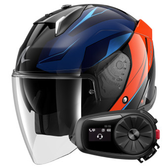 Casque Jet Shark Skwal i3 Jet Mekarium KUO + Kit Bluetooth 5S Solo