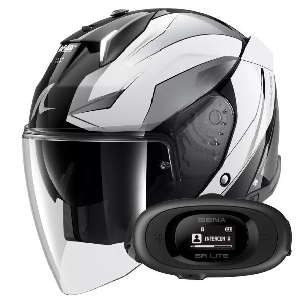 Casque Jet Shark Skwal i3 Jet Mekarium KUW + Kit bluetooth 5R Lite Solo