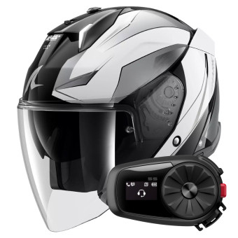 Casque Jet Shark Skwal i3 Jet Mekarium KUW + Kit Bluetooth 5S Solo