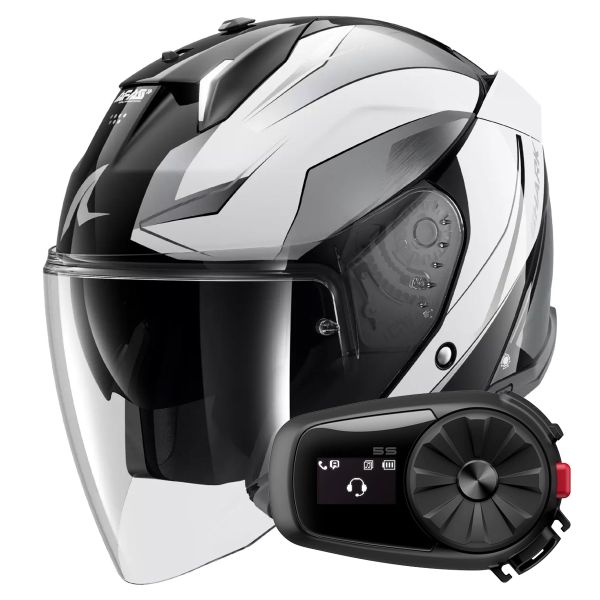 Casque Jet Shark Skwal i3 Jet Mekarium KUW + Kit Bluetooth 5S Solo