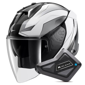 Casque Jet Shark Skwal i3 Jet Mekarium KUW + Kit Bluetooth BT Mini Single