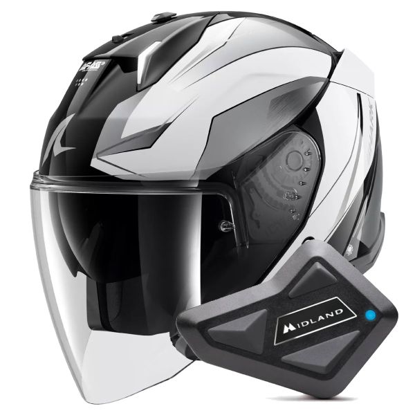 Casque Jet Shark Skwal i3 Jet Mekarium KUW + Kit Bluetooth BT Mini Single