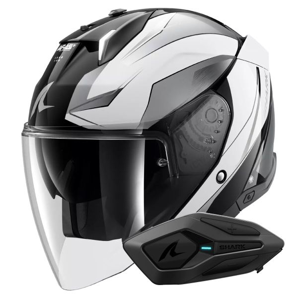 Casque Jet Shark Skwal i3 Jet Mekarium KUW + Kit Bluetooth Sena for Shark Solo