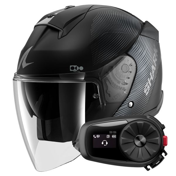 Casque Jet Shark Skwal i3 Jet SP Lyne Mat KAA + Kit Bluetooth 5S Solo