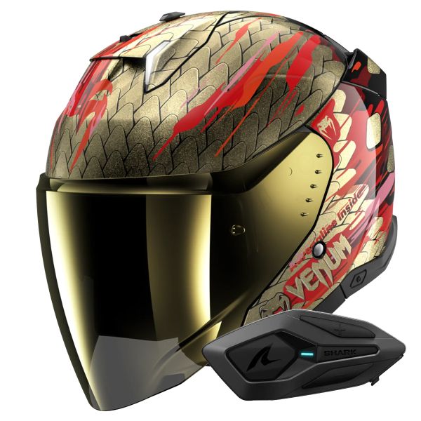 Casque Jet Shark Skwal i3 Jet Venum KRQ + Kit Bluetooth Sena for Shark