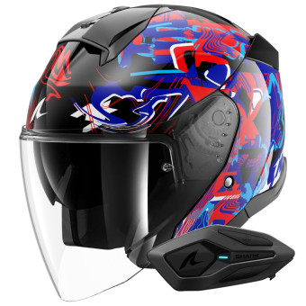 Casque Jet Shark Skwal Jet Pranz KBR + Kit Bluetooth Sena for Shark