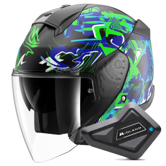 Casque Jet Shark Skwal Jet Pranz KGB + Kit Bluetooth BT Mini