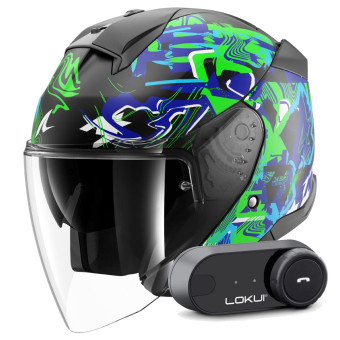 Casque Jet Shark Skwal Jet Pranz KGB + Kit Bluetooth Lokui K30