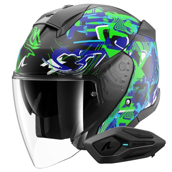 Casque Jet Shark Skwal Jet Pranz KGB + Kit Bluetooth Sena for Shark