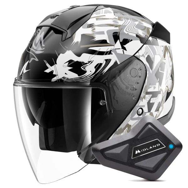 Casque Jet Shark Skwal Jet Pranz KWQ + Kit Bluetooth BT Mini