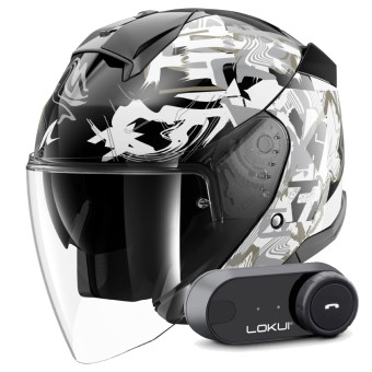 Casque Jet Shark Skwal Jet Pranz KWQ + Kit Bluetooth Lokui K30