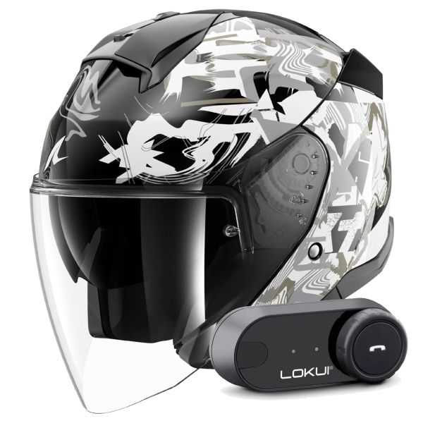 Casque Jet Shark Skwal Jet Pranz KWQ + Kit Bluetooth Lokui K30