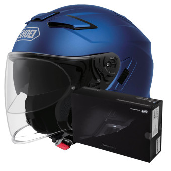 Casque Jet Shoei J-Cruise II Matt Blue Metalic + Intercom Sena SRL-Mesh