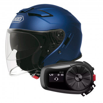 Casque Jet Shoei J-Cruise II Matt Blue Metalic + Kit Bluetooth Sena 5S Solo