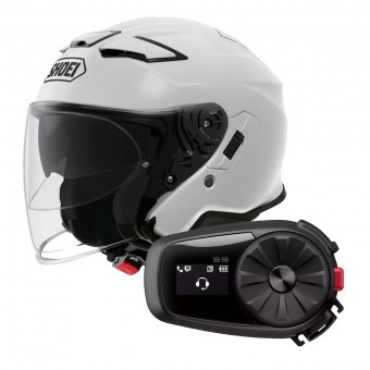 Casque Jet Shoei J-Cruise II White + Kit Bluetooth Sena 5S Solo