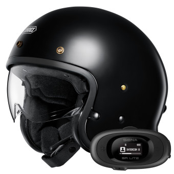 Casque Jet Shoei J.O2 Black + Kit bluetooth 5R Lite Solo