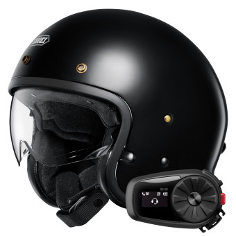 Casque Jet Shoei J.O2 Black + Kit Bluetooth 5S Solo