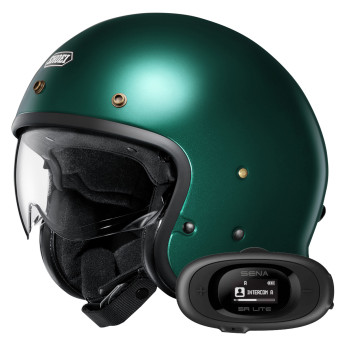 Casque Jet Shoei J.O2 British Green + Kit bluetooth 5R Lite Solo