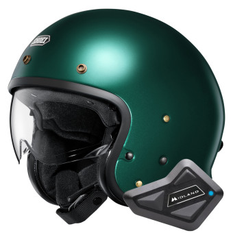 Casque Jet Shoei J.O2 British Green + Kit Bluetooth BT Mini