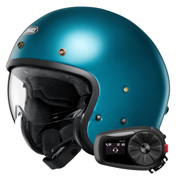 Casque Jet Shoei J.O2 Laguna Blue + Kit Bluetooth 5S Solo