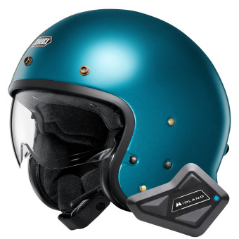 Casque Jet Shoei J.O2 Laguna Blue + Kit Bluetooth BT Mini