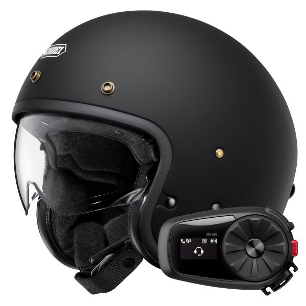 Casque Jet Shoei J.O2 Matt Black + Kit Bluetooth 5S Solo