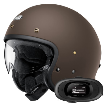 Casque Jet Shoei J.O2 Matt Brown + Kit bluetooth 5R Lite Solo