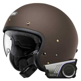 Casque Jet Shoei J.O2 Matt Brown + Kit bluetooth 60S Harman Kardon