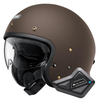 Casque Jet Shoei J.O2 Matt Brown + Kit Bluetooth BT Mini