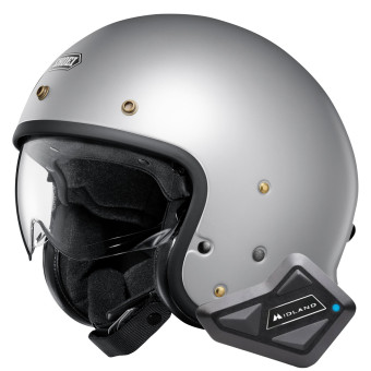 Casque Jet Shoei J.O2 Matt Light Silver + Kit Bluetooth BT Mini
